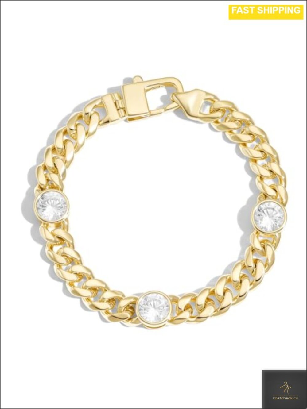 14k Gold Filled Miami Cuban Link Bracelet 7mm Cubic Zirconia Women